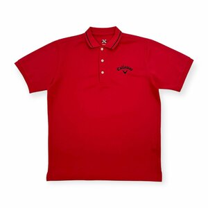 美品◆Callaway キャロウェイ X SERIES 半袖 ドライ ポロシャツ LL / 赤 レッド メンズ スポーツ ゴルフ 大きいサイズ