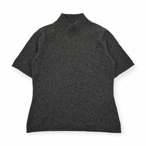 カシミヤ100％◆Cashmere カシミアウール ハイネック ニット セーター 半袖 サイズM/ダークグレー/カシミア