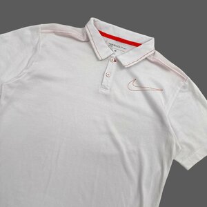 NIKE GOLF ナイキ ゴルフ DRI-FIT ドライ 半袖 ポロシャツ Lサイズ/ホワイト×オレンジ/メンズ スポーツ