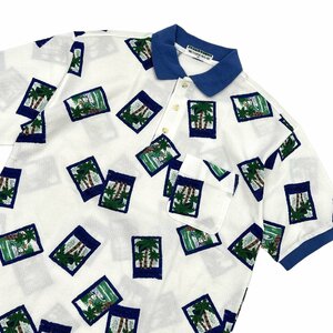 ゴルフ◆Munsingwear GrandSlam マンシングウェア 総柄 半袖 ポロシャツ SAサイズ/ブルー系 青系/メンズ スポーツ