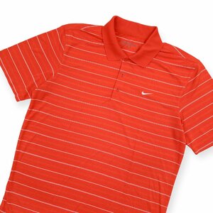 美品◆NIKE GOLF ナイキゴルフ DRI-FIT ボーダー 半袖 ドライ ポロシャツ Mサイズ / 蛍光オレンジ メンズ スポーツ