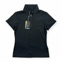 新品タグ付/未使用品◆NIKE GOLF ナイキゴルフ DRI-FIT ドライ ハーフジップ 半袖シャツ ポロシャツ M/黒/ブラック/レディース_画像1