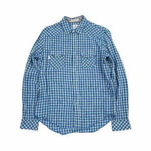 linen100%*R.NEWBOLDa-ru новый мяч do в клетку рубашка с длинным рукавом рубашка в ковбойском стиле S размер / оттенок голубого / Joy ks корпорация 