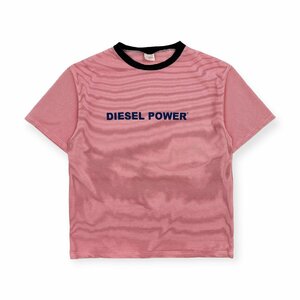 Vintage wear DIESEL POWER ディーゼル パワー ボーダー 半袖 Tシャツ カットソー Lサイズ/ホワイト×レッド系/アベル ビンテージ