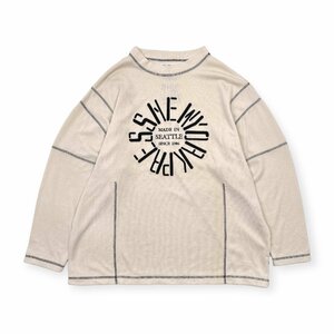 NEW YORK PRESS 立体BIG刺繍 サマーニット セーター シャツ /アイボリー/メンズ/古着/ビンテージ/ビッグサイズ