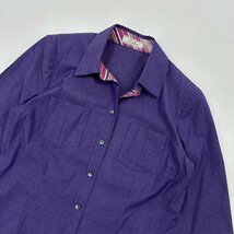 Leilian レリアン 5分丈 7分丈 スキッパー シャツ 長袖 シャツ サイズ 9/パープル 紫系/レディース 日本製_画像2