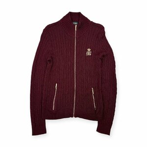 LAUREN RALPH LAUREN Ralph Lauren кабель плетеный вязаный Zip жакет свитер S / wine red 