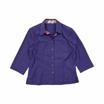 Leilian レリアン 5分丈 7分丈 スキッパー シャツ 長袖 シャツ サイズ 9/パープル 紫系/レディース 日本製_画像1
