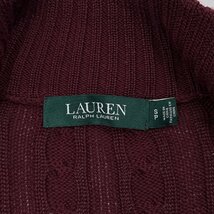 LAUREN RALPH LAUREN ラルフローレン ケーブル編み ニット ジップ ジャケット セーター S /ワインレッド_画像6