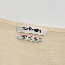 NEWYORKER ニューヨーカー イタリア製糸使用 ラメ入り フリルデザイン ハイゲージ 七分袖 ウールニットセーター M /アイボリー_画像3