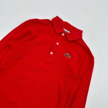 レア!!ビンテージ!! 70s 80s◆CHEMISE LACOSTE シュミーズ ラコステ 文字ワニ 長袖 コットン ポロシャツ サイズ40/レッド/レディース_画像2