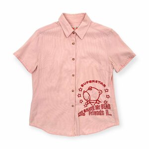 CASTELBAJAC Castelbajac BIG Cara embroidery short sleeves shirt size 2/ pink / lady's 
