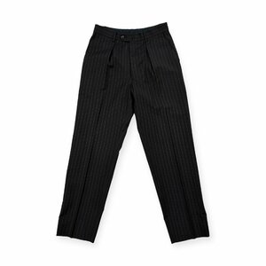  France made *agnes b. Agnes B tuck entering stripe slacks pants bottoms summer wool button fly 40/ black group 