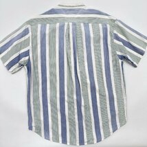 90s ビンテージ◆TOMMY HILFIGER トミーヒルフィガー インド綿 フラッグタグ ストライプ 半袖 シャツ バンドカラー L/メンズ 古着 オールド_画像7