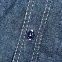 CHEVIGNON シェビニオン デニム風 猫目ボタン 半袖 ワークシャツ M /メンズ/ブルー系/ヤマトインターナショナル_画像5
