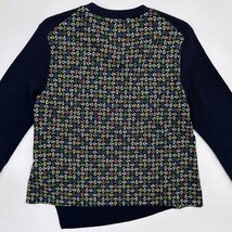 Paul Smith ポールスミス 切替 勾玉 ペイズリー デザイン アシンメトリー 長袖 コットン ニット セーター M/ネイビー/レディース_画像9