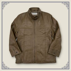  rare!! Vintage!!*BALMAIN Balmain collar belt sheep leather original leather leather jacket coat L size / men's / ram leather / sheepskin 