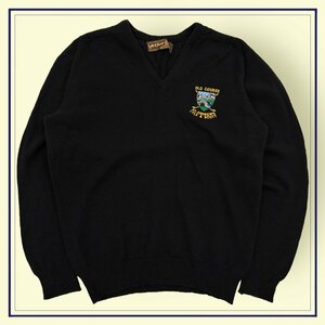  Scotland made *LYLE&SCOTTla il & Scott long sleeve wool knitted sweater embroidery design size 40/102cm/ black / men's / Golf 