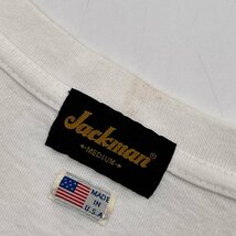USA製◆Jackman ジャックマン ワンポイント 刺繍 Vネック 半袖 Tシャツ Mサイズ/ホワイト系/メンズ 米国製_画像7