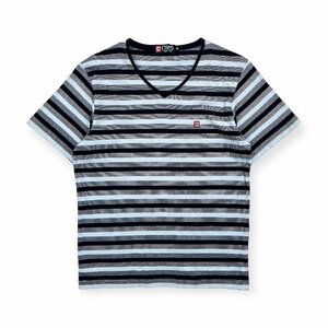 CHAPS RALPH LAUREN チャップス ラルフローレン ボーダー柄 Vネック 半袖 Tシャツ カットソー Mサイズ/ブルー系/カイタックファミリー