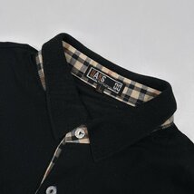 DAKS ダックス ポケット付き チェック柄 半袖 ポロシャツ サイズL/黒 ブラック系 /日本製_画像3