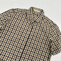 70s 80s ビンテージ◆Aquascutum アクアスキュータム チェック柄 半袖 コットン シャツ ブラウス サイズ 9 /ブラウン系/レディース レトロ_画像2