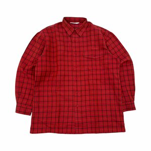 linen.*PIA SPORTS Piasports check pattern long sleeve shirt size 4/ red group red series / men's made in Japan Leica 