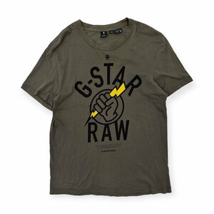 G-STAR RAW ジースター ロウ JUST THE PRODUCT Bigプリント 半袖Tシャツ カットソー 薄手 M /カーキ系/メンズ