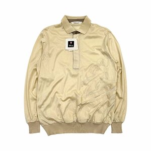  tag attaching!! unused goods *BLACKPIA black Piaa long sleeve Zip up design polo-shirt shirt thin M size / beige group / men's gentleman made in Japan 