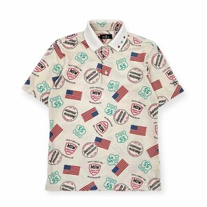 Munsingwear GrandSlam マンシングウェア アメリカ国旗 総柄 半袖 ポロシャツ M /ゴルフ