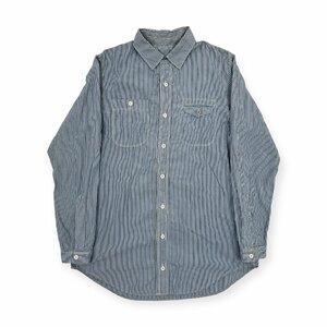 gorouta ゴロウタ ストライプ チンストラップ 長袖 シャツ ワークシャツ ポケット付き Lサイズ/ブルー系 メンズ