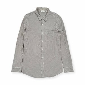 シルバータグ◆LACOSTE ラコステ シルバーワニ 銀ワニ ストライプ柄 長袖シャツ 5(FR) L(US) /ホワイト×グレー/メンズ/日本製