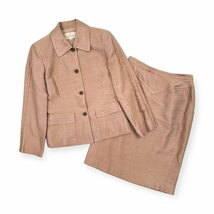 上下◆TRUSSARDI トラサルディ 光沢感 セットアップ スーツ ジャケット スカート 42 / ピンクゴールド_画像1