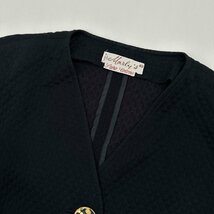 上下◆イタリア製 Morly's レトロ セットアップ スーツ キルティング 半袖 ノーカラージャケット スカート デザインボタン 40/ネイビー_画像3
