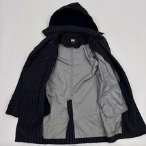 HELLY HANSEN ヘリーハンセン フード取り外し可 ストライプ ヘリンボーン ナイロン ハーフコート M/レディース アウトドア ゴールドウイン_画像5