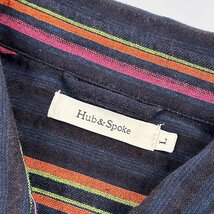 Hub & Spoke ハブアンドスポーク メキシカンストライプ柄 両胸ポケット コットン 長袖シャツ ワークシャツ L /フラップポケ/メンズ/マルチ_画像4