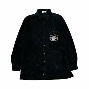 yogi Bear embroidery!!*PIASPORTS Piasports character design long sleeve shirt pie ru ground corduroy manner size 3/ black / men's made in Japan 