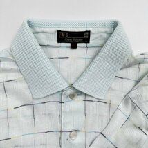 DAKS ダックス チェック柄 半袖 コットン ポロシャツ シースルー 薄手 Mサイズ / 水色系 / メンズ 紳士 日本製_画像5