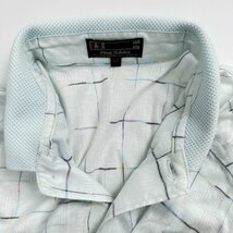 DAKS ダックス チェック柄 半袖 コットン ポロシャツ シースルー 薄手 Mサイズ / 水色系 / メンズ 紳士 日本製_画像6