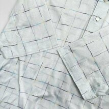 DAKS ダックス チェック柄 半袖 コットン ポロシャツ シースルー 薄手 Mサイズ / 水色系 / メンズ 紳士 日本製_画像4