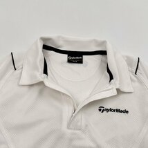 ゴルフ◆TaylorMade テーラーメイド 刺繍入り ハーフジップ ドライ 半袖 ポロシャツ Sサイズ /白 ホワイト メンズ スポーツ_画像4