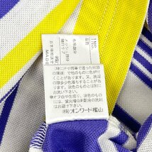 ゴルフ◆23区 SPORT ボーダー柄 フロントジップ 半袖 ポロシャツ サイズ L /メンズ スポーツ/パープル×イエロー/オンワード樫山_画像9