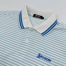 美品◆SRIXON スリクソン ボーダー 半袖 ドライ ポロシャツ Lサイズ / 白×水色 スポーツ ゴルフ_画像3