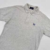 FRED PERRY フレッドペリー ロゴ刺繍 鹿の子 コットン 半袖 ポロシャツ M /霜降りグレー/メンズ/ヒットユニオン/日本製_画像2