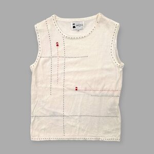 PICONE ROMA ピッコーネ ビーズ&刺繍デザイン コットンニット ベスト インナー ノースリーブ トップス 38/レディース/薄手/ビギ