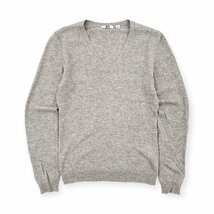 カシミヤ100%◆UNIQLO ユニクロ Vネック 長袖 ニットセーター Sサイズ / グレー レディース カシミア k-69_画像1