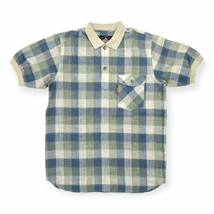 JANERIVER / cod sbruba block check pull over short sleeves shirt polo-shirt L size / lady's / outdoor 