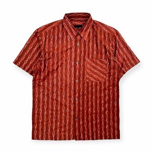 GIGLI ストライプ 半袖シャツ サイズ 46/赤茶色系 メンズ 日本製 ダーバン 柄シャツ