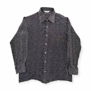  silk series *BLACK PIA black Piaa butterfly . manner pattern total pattern long sleeve shirt size L / thin cloth 