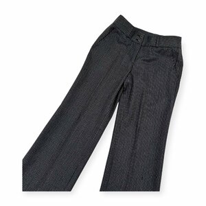 INCOTEX インコテックス SLOWEAR ストライプ ウール スラックス パンツ ボトムス ワイド 38/ダークグレー 系/日本製 レディース